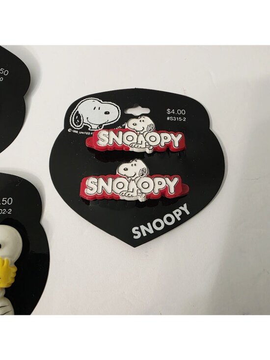 5 Vtg Snoopy Charlie Brown Lucy Lionel Woodstock Hair Clips Barrette Oval Heart